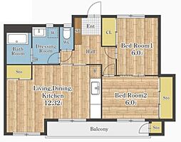 PLENDY松戸新田 1階2LDKの間取り