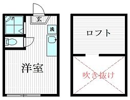 フェリスソニア 2階ワンルームの間取り