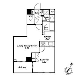 SPACIA三軒茶屋弐番館 1LDKの間取図画像
