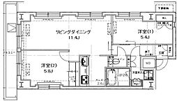 レジディア銀座東 2LDKの間取図画像