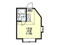 パンシオン読売ランドA棟 ワンルームの間取図画像