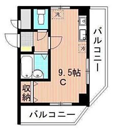 リベール学芸大学 4階ワンルームの間取り