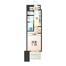 京阪本線 門真市駅 徒歩4分の賃貸マンション 10階1Kの間取り