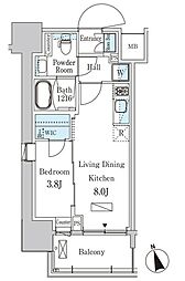 パークアクシス浦安 6階1LDKの間取り