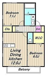 相原ヒルズうめ 2LDKの間取図画像