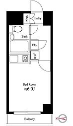 クリオ千駄木壱番館 6階ワンルームの間取り