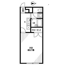 プレジールエイト・ガロン 1階1Kの間取り