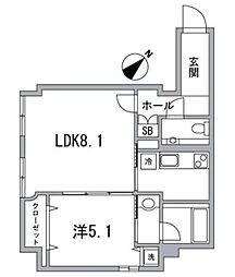 ロイヤル赤坂サルーン 4階1LDKの間取り