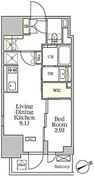 ザ・パークハビオ大森山王 15階1LDKの間取り