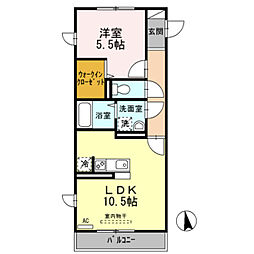 阪神本線 武庫川駅 徒歩3分の賃貸アパート 2階1LDKの間取り