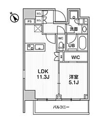 グランドコンシェルジュ浅草橋 6階1LDKの間取り