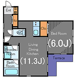 ミラベル諏訪 1LDKの間取図画像