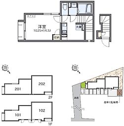 レオネクストヴィラージュ鷺宮 1Kの間取図画像