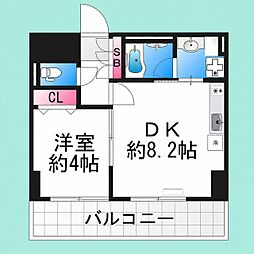 LUVIAS堺 1DKの間取図画像
