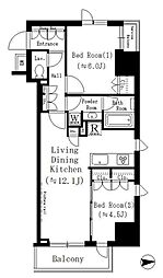 ルフォンプログレ文京湯島 2LDKの間取図画像