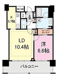 アデニウムタワー萬代橋 1LDKの間取図画像