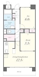 グリシーヌ 3階2LDKの間取り