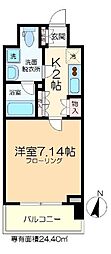 Aden清澄白河 1Kの間取図画像