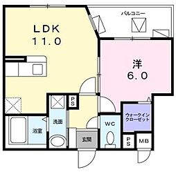 ル・クラージュ 1LDKの間取図画像