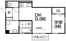 グリーンパーク 1階1LDKの間取り