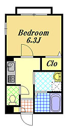 イーグルIII 1階1Kの間取り