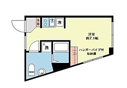 東急東横線 学芸大学駅 徒歩2分の賃貸マンション 3階ワンルームの間取り