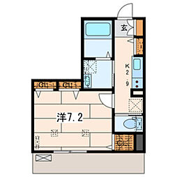 リベルテ川崎 1Kの間取図画像