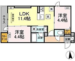セレスティア荒川N 2LDKの間取図画像