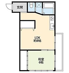 第一マジマハイツ春待月 2階1LDKの間取り