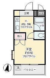 ロワール仙川 1Kの間取図画像