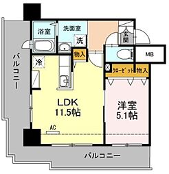ブリスキューブ 1LDKの間取図画像