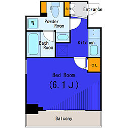 都営浅草線 戸越駅 徒歩5分の賃貸マンション 8階1Kの間取り