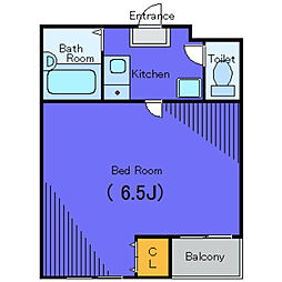 京急本線 雑色駅 徒歩8分の賃貸マンション 2階1Kの間取り