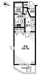 プレール・ドゥーク板橋区役所前II 2階1Kの間取り