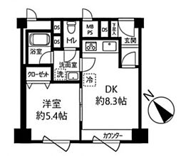 五反田サンハイツ 1LDKの間取図画像