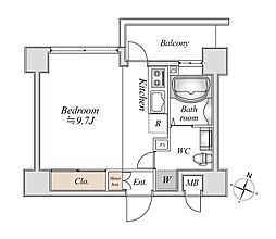京成千葉線 千葉中央駅 徒歩5分の賃貸マンション 5階ワンルームの間取り