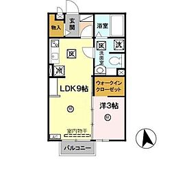 リビングタウン紀三井寺　A棟 1階1LDKの間取り