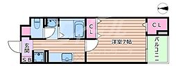 イーストブルー 1Kの間取図画像