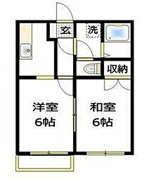 ベル・ドーム 2階2Kの間取り