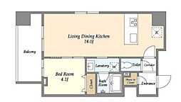 アビティ下北沢 5階1LDKの間取り