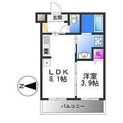 大阪市東住吉区住道矢田5丁目マンション 1LDKの間取図画像