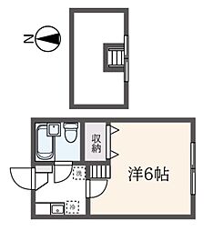 メゾンスリーズ 2階1Kの間取り