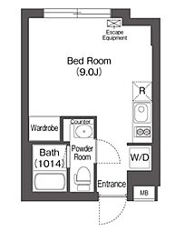 エスタート大井町フォレスト 3階ワンルームの間取り