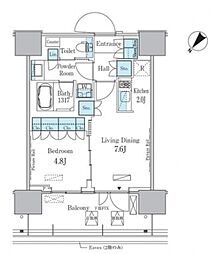 晴海フラッグ ポートヴィレッジ C棟 14階1LDKの間取り