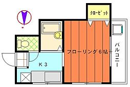 JR南武線 平間駅 徒歩5分の賃貸マンション 3階1Kの間取り