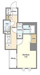 グランカーサ綾瀬 2階1Kの間取り