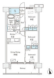 スカイグランデ津田沼 3階3LDKの間取り