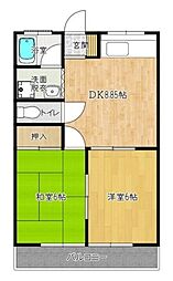 駒崎ハイツ 2DKの間取図画像