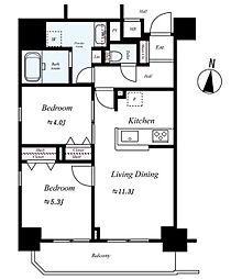 MirunaHills南千住 2LDKの間取図画像
