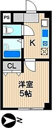 コータス幸 1Kの間取図画像